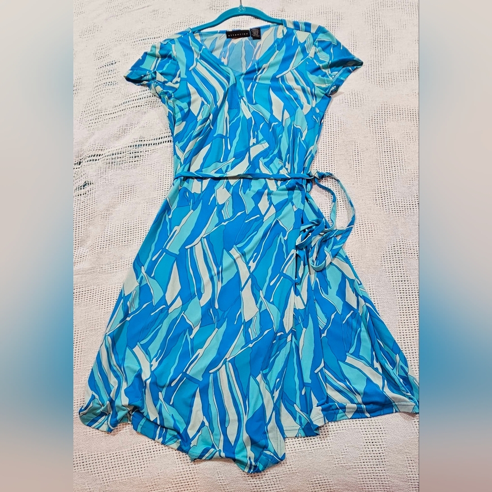 Attention Asymmetrical Blue and White Dress